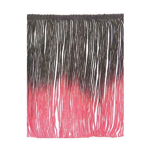 5 Yards Tie Dye Ombre Multicolor Chainette Thread Yarn Tonal Loop Fringe- 7" Long -Sewing Quilting Renaissance Dance Hawaiian Costumes Outfit Drapery -Hand Dyed-Black & Red Shades