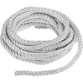 5 Yards Twisted Rope Trim, 8mm/0.31 in White Soft Polyester Silk Cord 3-Ply Decorative for Gift Bag/DIY Crafts/Home Decor/Curtain Tieback