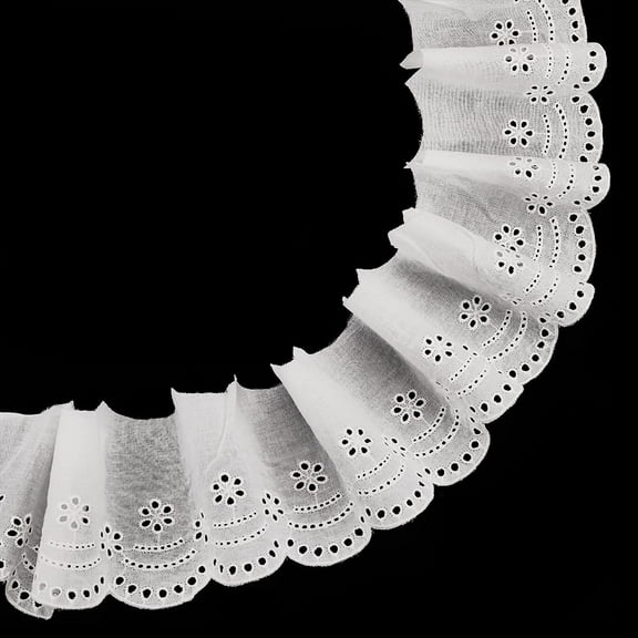 5 Yards White Eyelet Lace Trim 4inch Cotton Lace Trim Ribbon Floral Embroidery Ruffle Lace Trim Wavy Edge Floral Lace Ribbon for DIY Crafts Sewing Gift Wrapping Home Decor