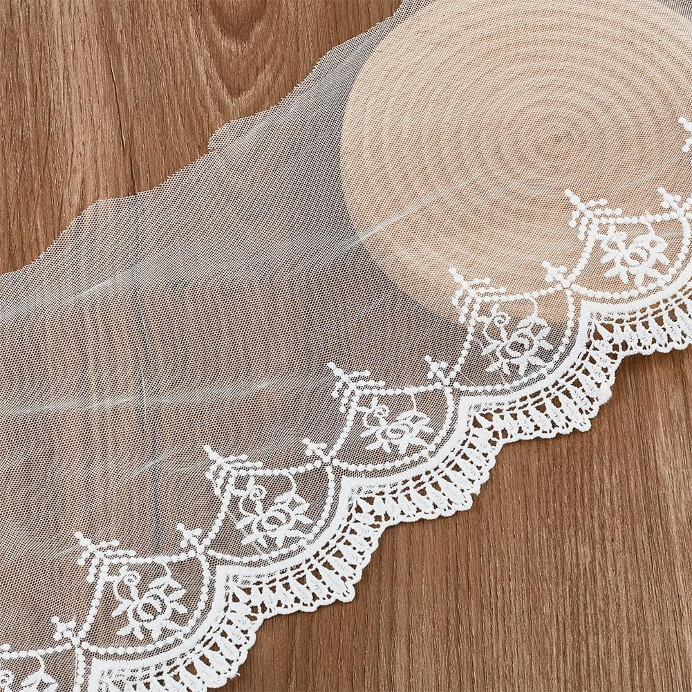 5 Yards White Lace Ribbon Embroidery lace Trim Vintage Floral Lace ...