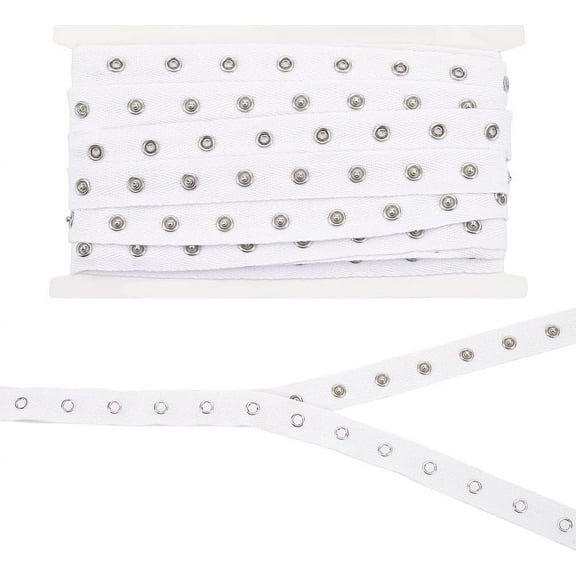 5 Yards White Metal Snap Button Tape Trim 3/4 inch Sewing Snap Fastener Tape Silver Press Stud Tape Ribbon