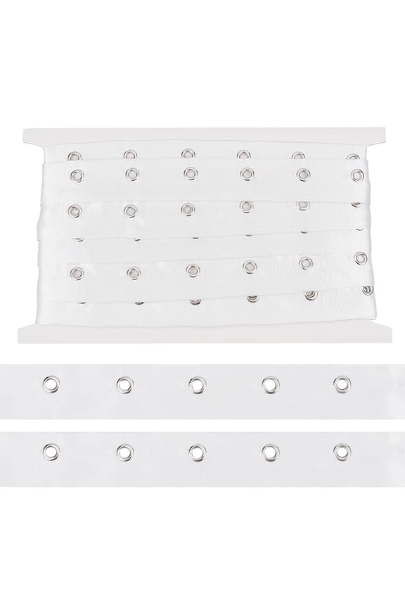 5 Yards White Polyester Eyelet Tape 1 Inch Wide Grommet Twill Tape Trim Ribbon Strip with Silver Metal Eyelet Ring for Corset Shirt DIY Sewing Crafts Making diy