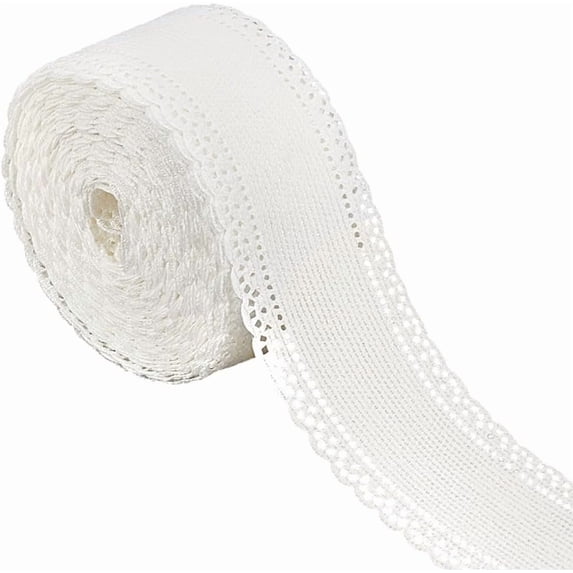 5 Yards White Scalloped Edge Ribbon 1-1/2 inch Lace Edge Corduroy Ribbon Scalloped Edge Crocheted Lace Trim Fabric for Scrapbooking Wrapping Sewing Craft Wedding Home Décor