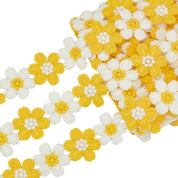 5 Yards Yellow Daisy Flower Lace Flower Embroidered Decorating Lace Trims Daisy Trim Ribbons for Sewing DIY Crafts Clothing Home Decoration