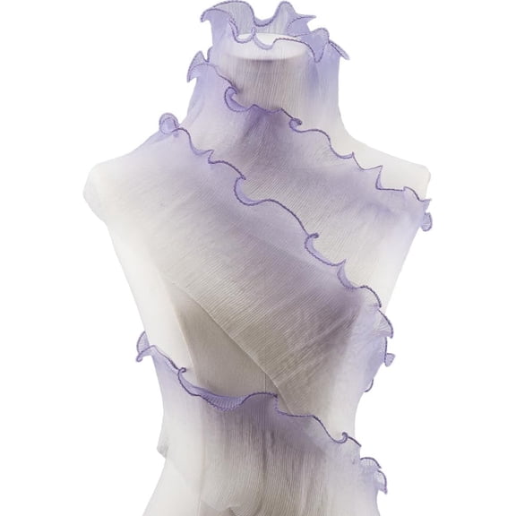 5 Yards x 5.24 Inch Large Ruffle Lace Trim Purple Organza Pleated Gathered Chiffon Tulle Decoration Fabric Edging Trimming Ribbon for Sewing Wedding Dress Clothes Costume DIY Crafts colorful