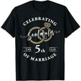 thumbnail image 1 of 5 Year 5th Wedding Anniversary Husband Wife Couples Matching T-ShirtMen's and women's gift, black and white T-shirt, size: Extra large S-4XL, 1 of 4