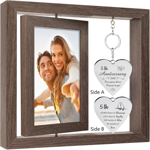5 Year Aniversario Gift for Her 5yr Anniversary Picture Frame Wood Gifts for 5th Anniversary Wedding Photo Frames Gift for Wife 5 Year Anniversary Decorations for Couple Wedding Anniversary