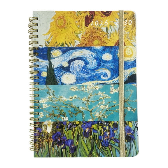 5-Year Family Planner 2026-2030, Floral & Abstract Design Spiral Bound Notebook, Monthly & Weekly Layouts with Tracking Forms for Home, Office & Business Planning