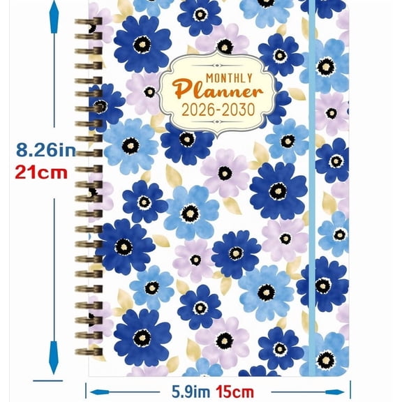 5-Year Monthly Planner 2026-2030, Academic & Personal Schedule Organizer with Twin-Wire Binding, Inner Pocket, Monthly Tabs, Thick Paper for Work, Office, School Planning, Goal Tracking & Journaling