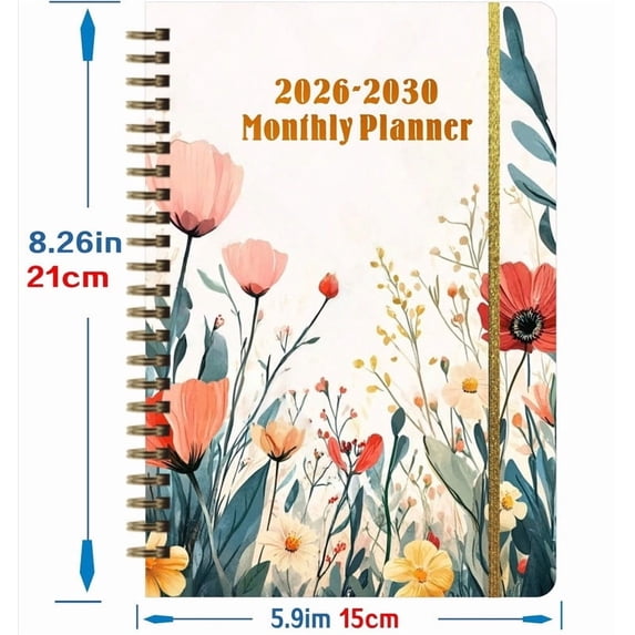 5-Year Monthly Planner 2026-2030, Organized Calendar with Julian Dates, Monthly Tabs, Notes Pages, and Important Contacts for Better Time Management