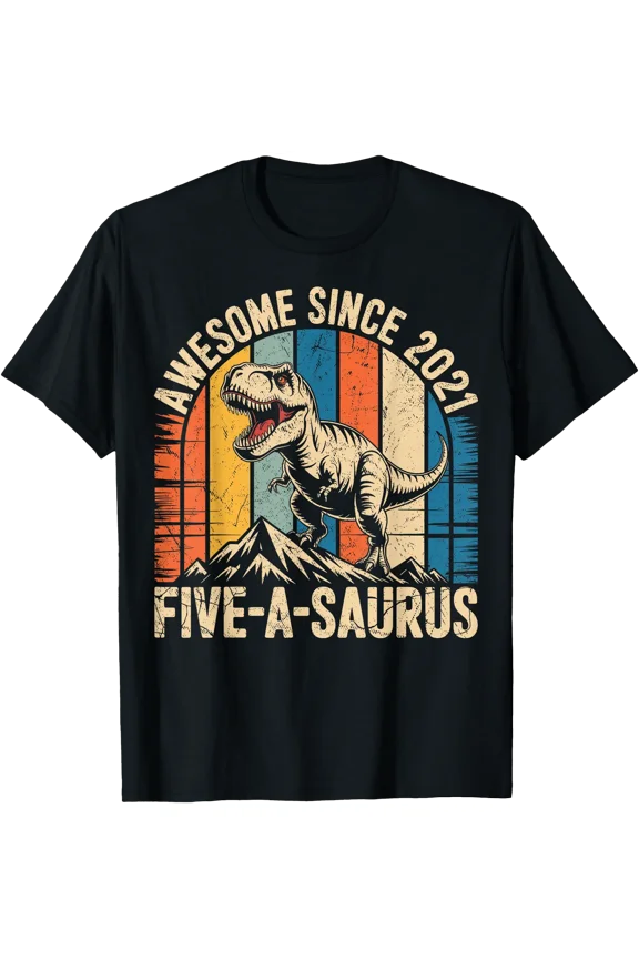 5 Year Old Dinosaur 5Th Birthday Five Saurus Boys Kids T-Shirt, Unisex T-Shirt