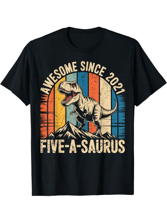 5 Year Old Dinosaur 5Th Birthday Five Saurus Boys T-Shirt