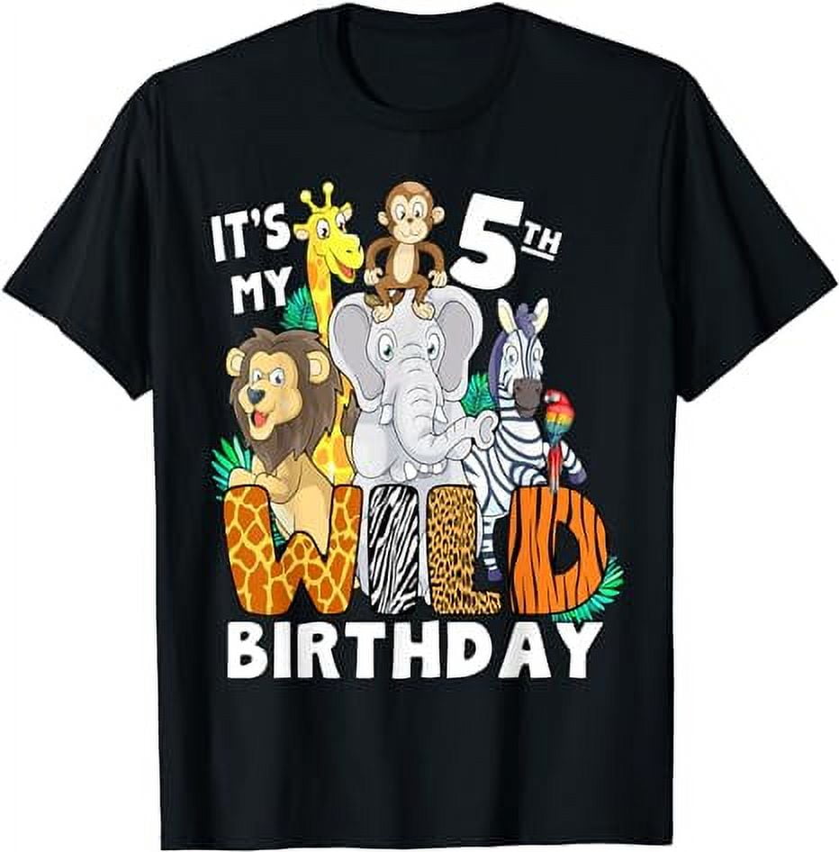 5 Year Old Zoo Birthday Shirt Safari Jungle Animal 5th T Shirt Walmart