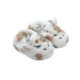 thumbnail image 1 of 5 Years Girls Plush Slip On House Slippers with Memory Foam Winter Warm Children Cotton Slippers Indoor Cartoon Cows Casual Fashion Slippers Khaki, 1 of 5