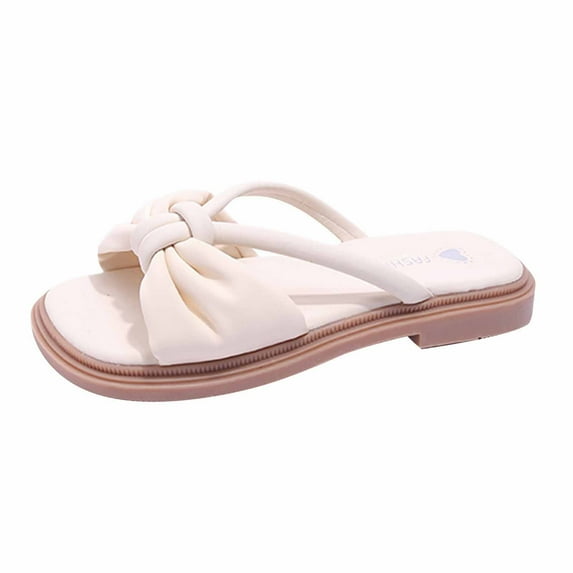 5 Years Little Big Girls Sandals Soft Sole Anti-Slip Summer Princess Dress Toddler Shoes Baby Girls Cute Bow Non-slip Soft Sole Beach Roman Sandals Slippers Beige