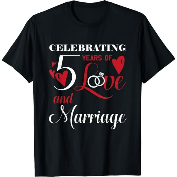 5 Years Of Love Marriage Husband Wife Wedding Anniversary T-Shirt