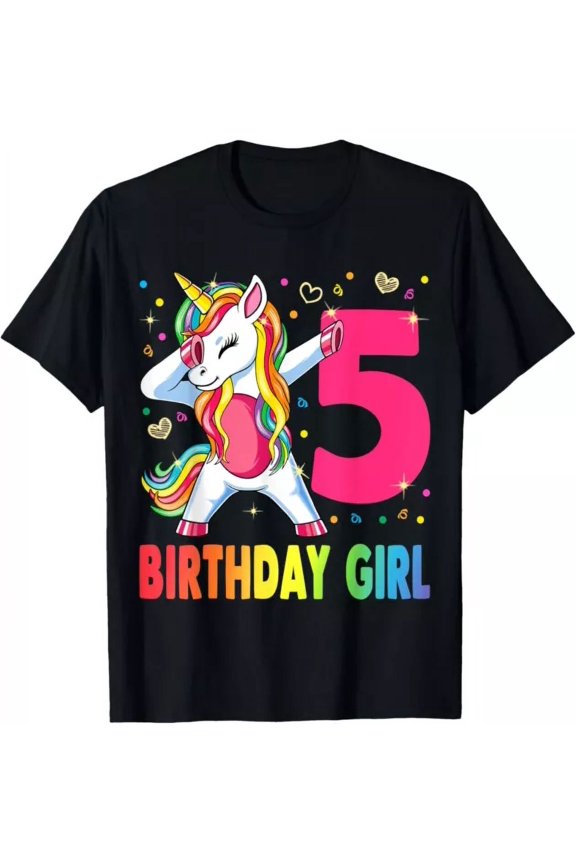 5 Years Old Unicorn Dabbing 5Th Birthday Girl Unicorn Party T-Shirt Unisex S-5XL Hot Trending Shirt, Vintage Birthday Gift