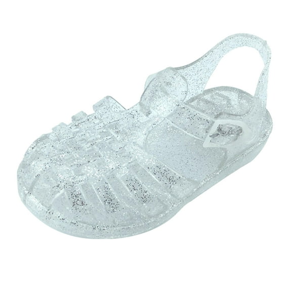 5 Years Summer Sandals For Little Girls Toddler Shoes Baby Girls Cute Fruit Jelly Colors Hollow Out Non-slip Soft Sole Beach Roman Sandals White
