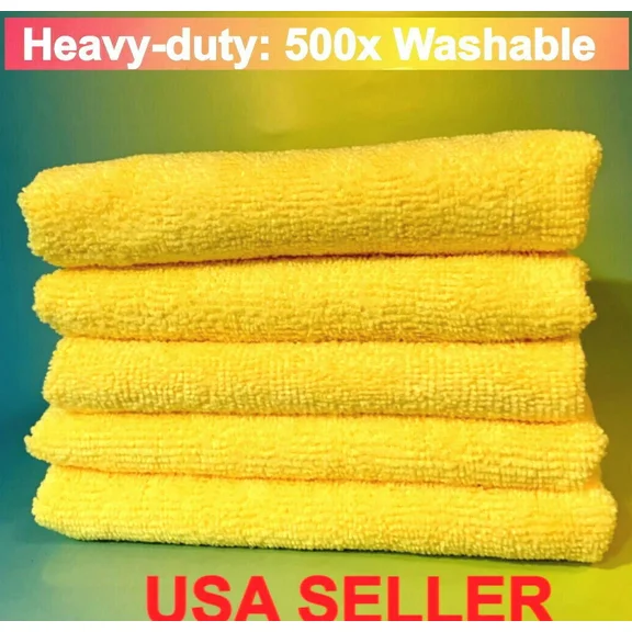 5 Yellow 16"X16" Microfiber Cleaning Cloth Towel Rag -> Car Polishing Detailing