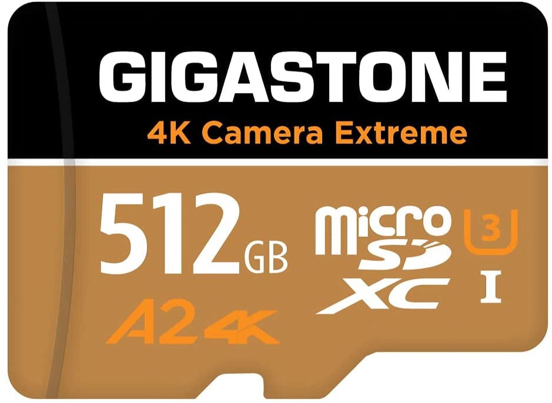 [5-Yrs Free Data Recovery] Gigastone 512GB Micro SD Card, 4K Camera Extreme, MicroSDXC Memory Card for GoPro, Action Camera, Nintendo-Switch, DJI, UHD Video, R/W up to 100/60MB/s, UHS-I U3 A2 V30 C10