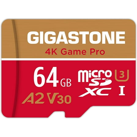 [5-Yrs Free Data Recovery] Gigastone 64GB Micro SD Card, 4K Game Pro, MicroSDXC Memory Card for Nintendo-Switch, GoPro, Security Camera, DJI, Drone, UHD Video, R/W up to 95/35MB/s, UHS-I U3 A2 V30 C10