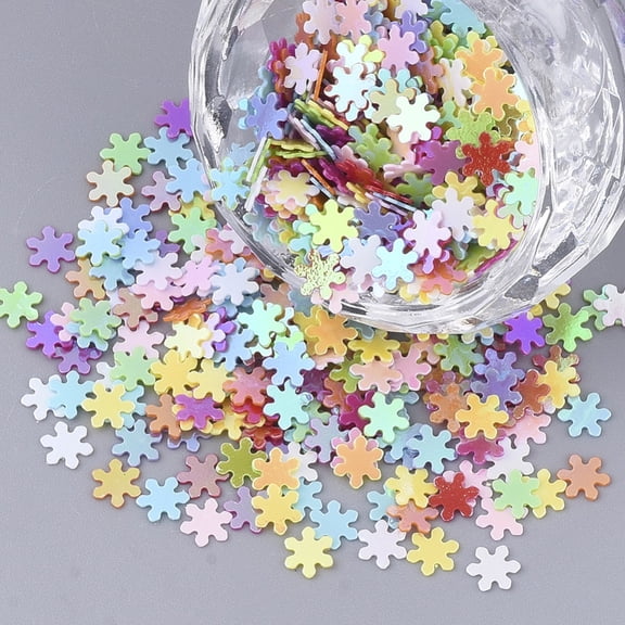 5 bag Ornament Accessories PVC Plastic Paillette/Sequins Beads No Hole/Undrilled Beads Snowflake Mixed color 4.5x4.5x0.4mm 400pcs/bag