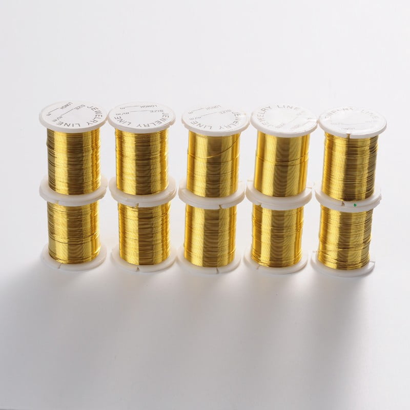5 batch Round Copper Jewelry Wire Nickel Free golden 28 Gauge(0.3mm) 32.8 Feet(10m)/roll 10 rolls/batch