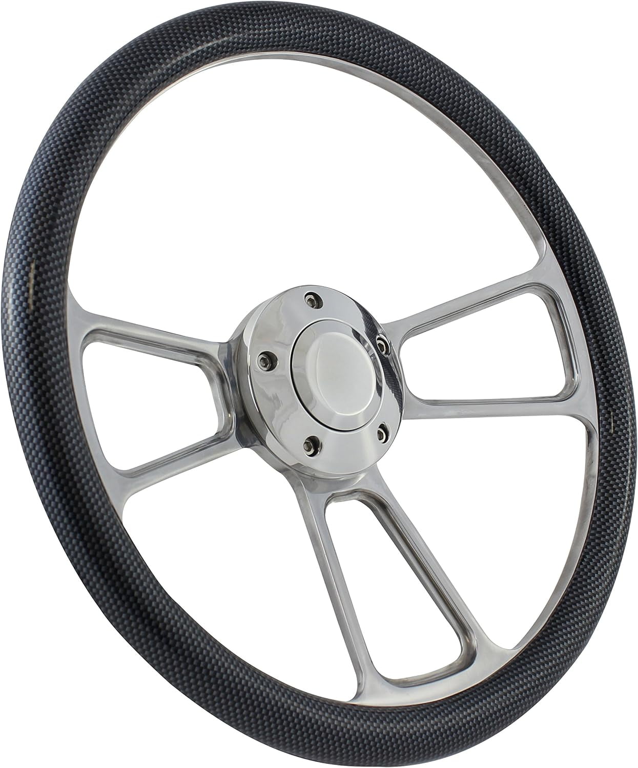 5-bolt Steering Wheel 14 Inch Aluminum with Carbon Fiber Wrap and Horn ...