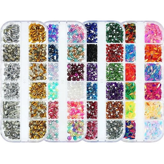 5 boxes Nail Charms Nail Art Rhinestones Decoration Kit
