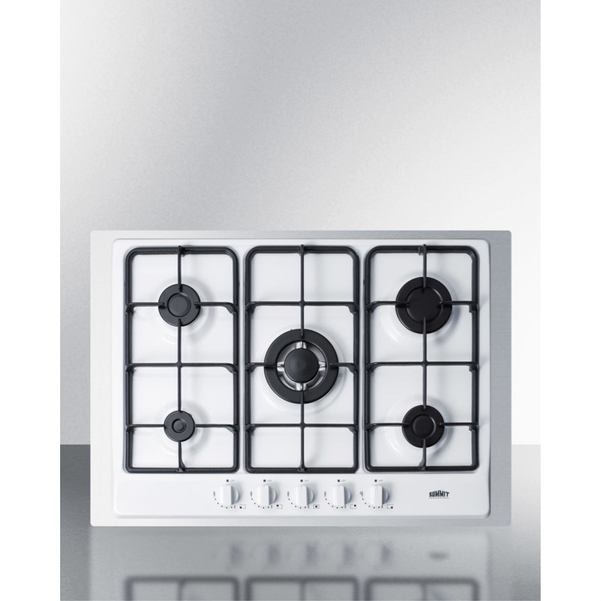 5burner gas cooktop made in Italy in white finish with sealed burners