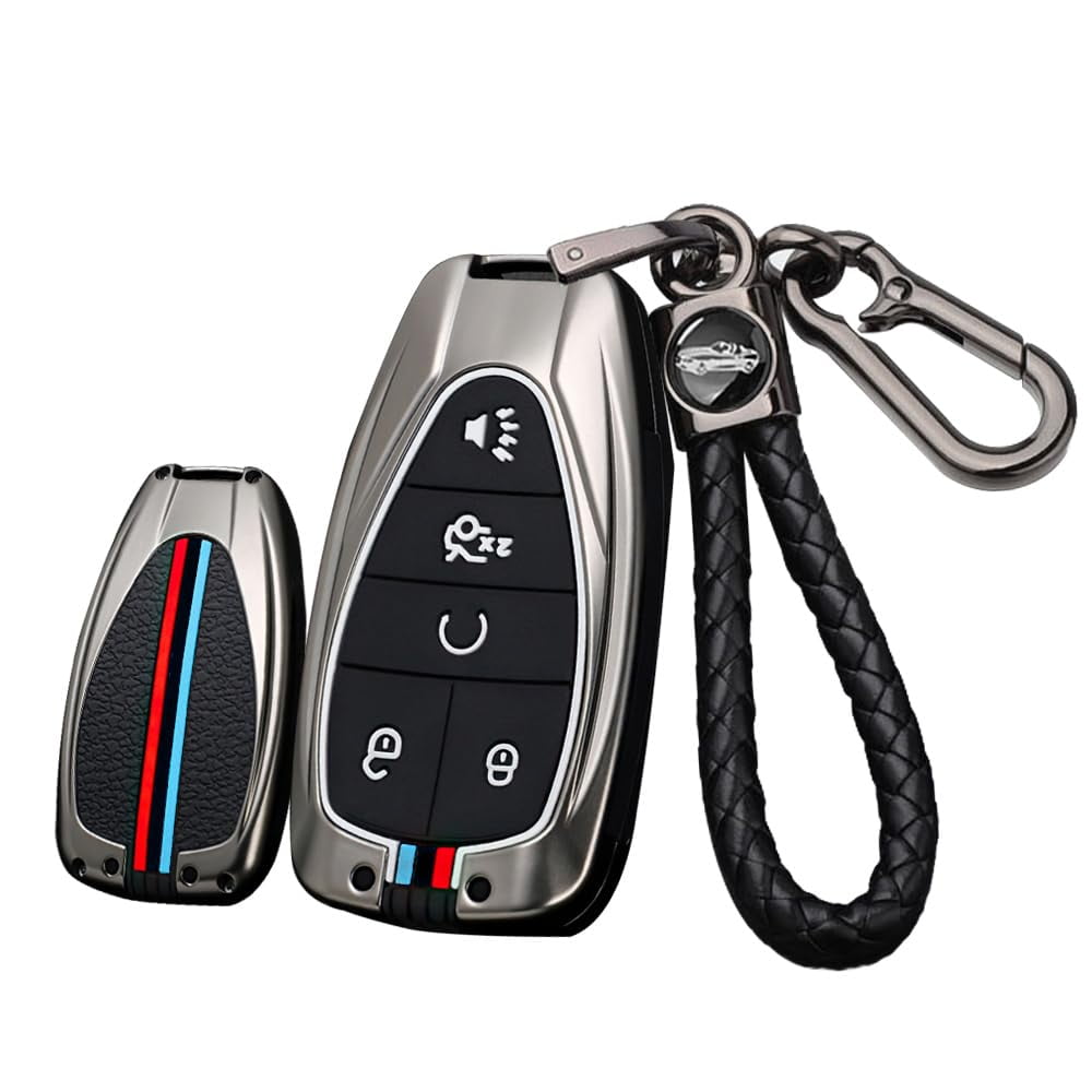 5-button Key Fob Cover Fit for Chevy Key Remote Metal Key Shell Anti-scratched Key Case Durable Car Key Holder Fit for Chevrolet Equinox Malibu Cruze Camaro Traverse Blazer Volt Bolt