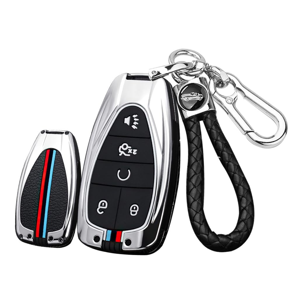 5-button Key Fob Cover Fit for Chevy Key Remote Metal Key Shell Anti-scratched Key Case Durable Car Key Holder Fit for Chevrolet Equinox Malibu Cruze Camaro Traverse Blazer Volt Bolt