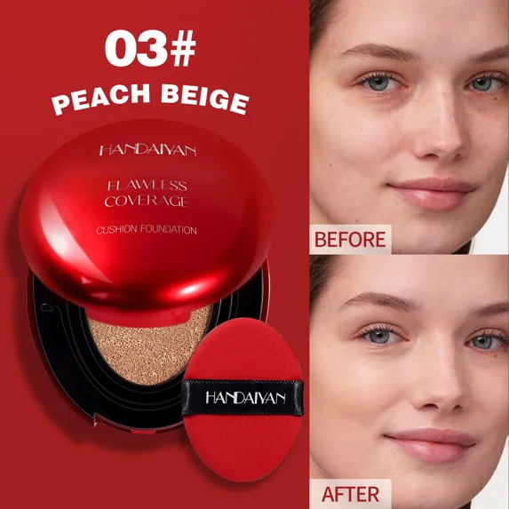 5 colors Optional Concealer Air Cushion Foundation - 24H anti-rub makeup, blemishes invisible, moisturizing Skin!