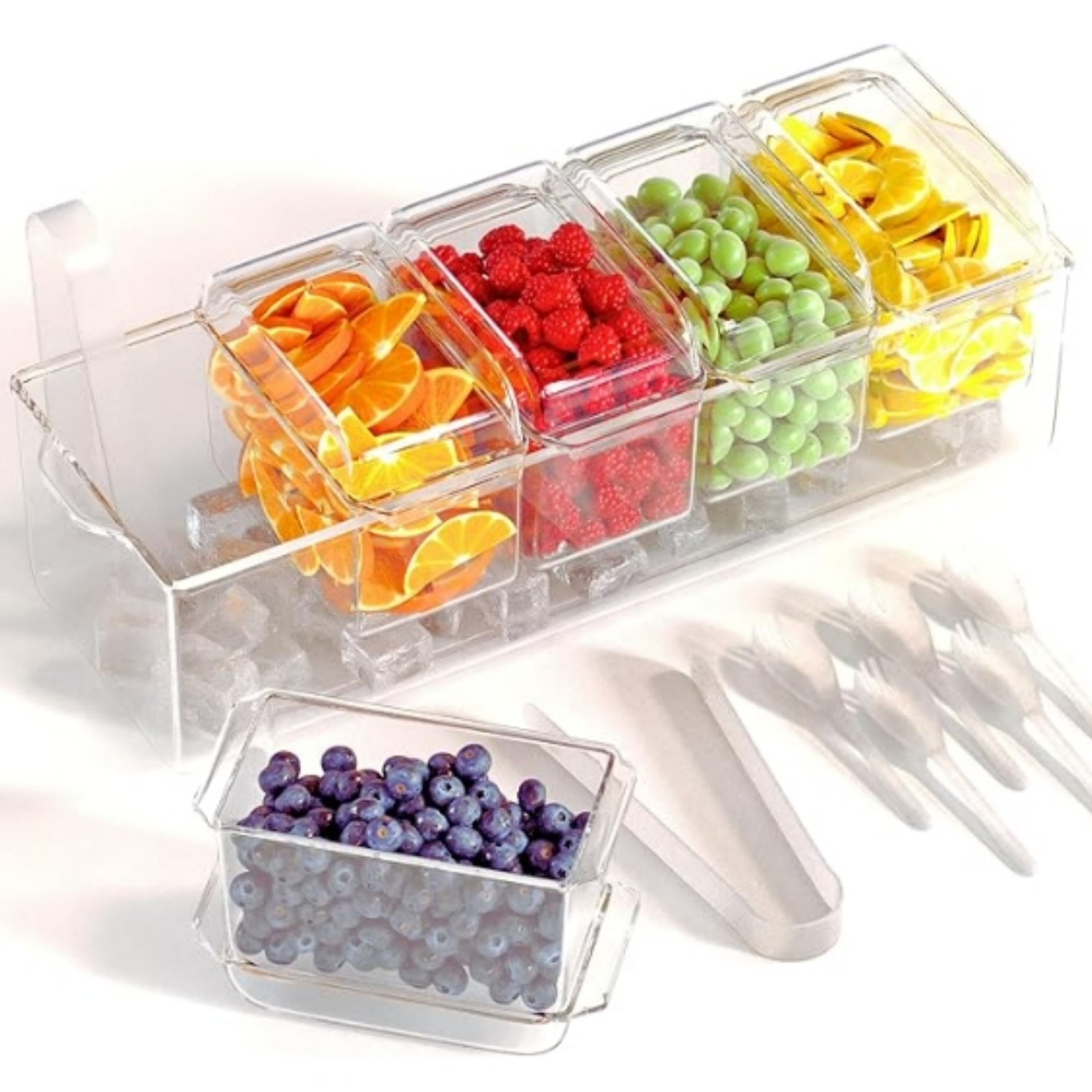 Salad Rack Organizer 5 containers and 5 lids | Hospitality party supplies tray | Buffet ...