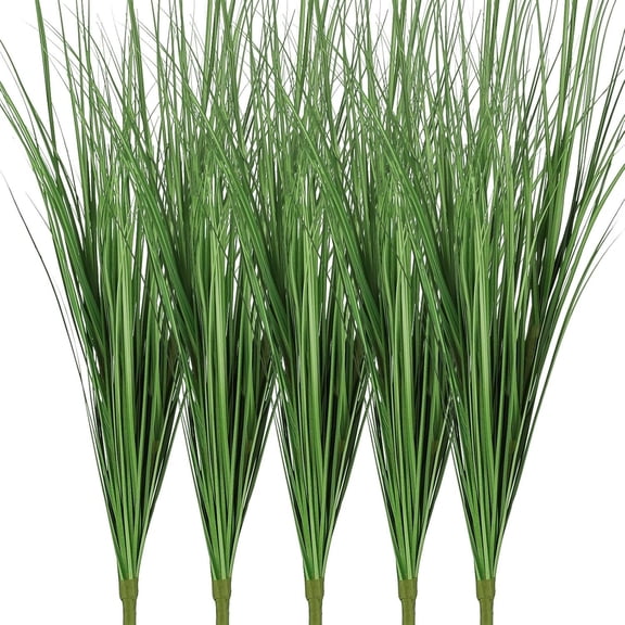 5 count 33 Inch Faux Grasses for Outdoor Planters,   Tall Grass, Artificial Grass  for Outdoor Decor, Artificial Greenery Stems Weed for Room  Summer Vase Decor (Green)