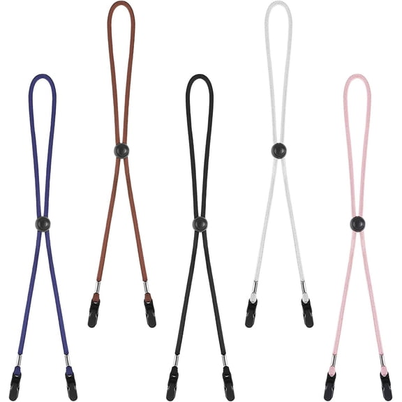 5 count Adjustable Hat Straps for Wind, Windproof Hat Chin Strap, Elastic Removable Hats Clips for Wind, Anti-Lost Fishing Boating Golfing Hats String Cord for Outdoor (5 Colors) Multicolor