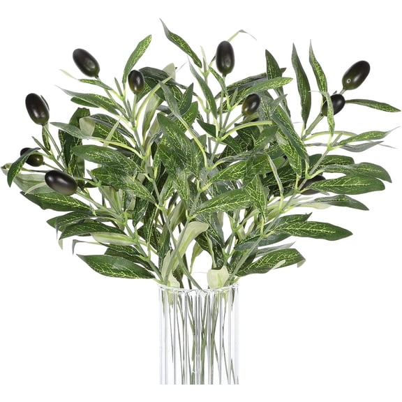 5 count Artificial  Olive Tree Branches, 11 Inch Faux Olive Tree 2 Forks Greenery Stems, Faux Leaves  for Centerpieces Decor Wedding Greenery  Party Decor