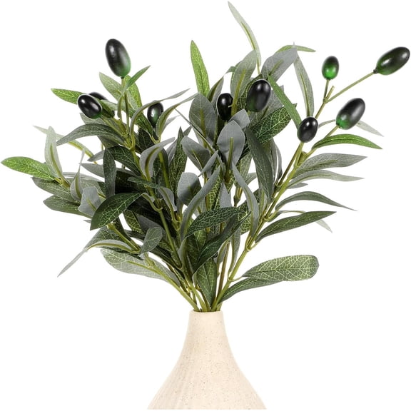 5 count Artificial Olive Tree Branches,11 Inch Faux Olives Leaves Stems Olive Branches Green Leaves Picks Spring Branch Decor for Centerpieces Vase Wedding Decoration Indoor