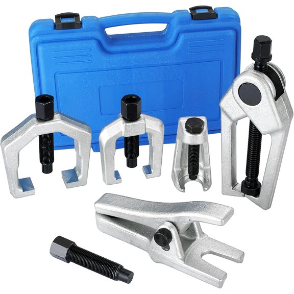 5 count Ball Joint Separator Front End Service Tool Kit 5-in-1 Pitman Arm Puller Tie Rod End  Set for Front End Service Splitter Removal Kit (Blue)