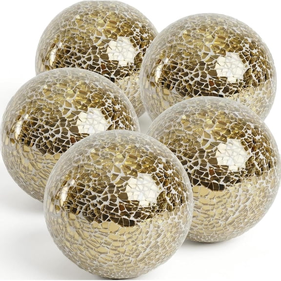 5 count Decorative Balls for Bowls, 3 Inch Orbs Glass Balls