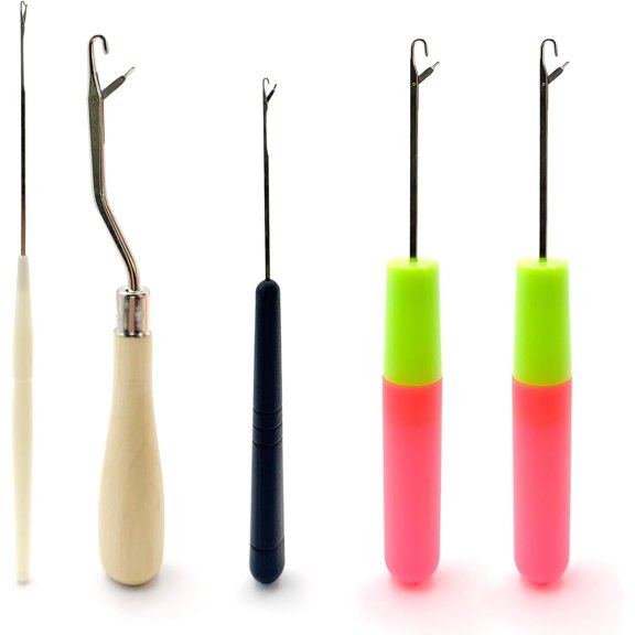 5 count Latch Hook Tool Set - Small Crochet Hooks in Multiple Sizes for Braid Hair, Dreadlocks, Rug Making, Carpet Crafting & Other DIY Projects