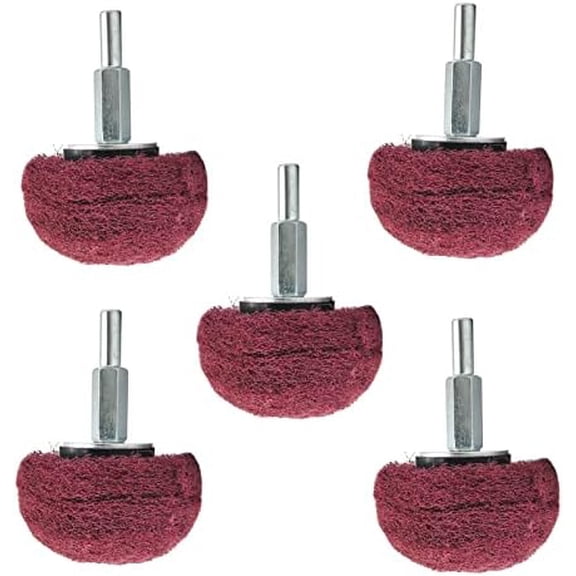 5 count Non Woven Buffing Wheels Polishing Wheel Drill Attachment Set, 2 Inch Scouring Pads Mushroom Wheel Polishing Wheel with 1/4" Shank for Polishing Scrubbing and Cleaning Surface
