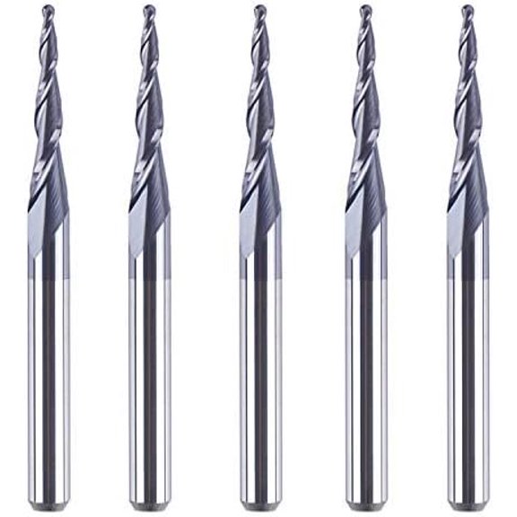 5 count/Pack Tapered Cone 1/8 End Mills 0.5MM Radius(1.0mm Diameter) Engrave CNC Router Bits Tools