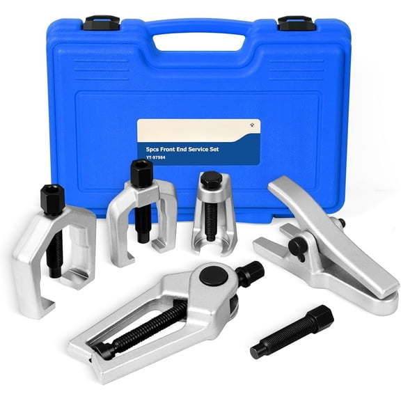 5 count Professional Front End Service Tool Kit Blue, Pitman Arm Puller, Ball Joint Separator Tie Rod Remover Tool with Case Blue