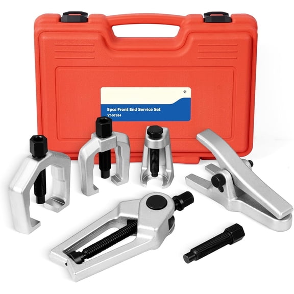 5 count Professional Front End Service Tool Kit, Pitman Arm Puller, Ball Joint Separator Tie Rod Remover Tool