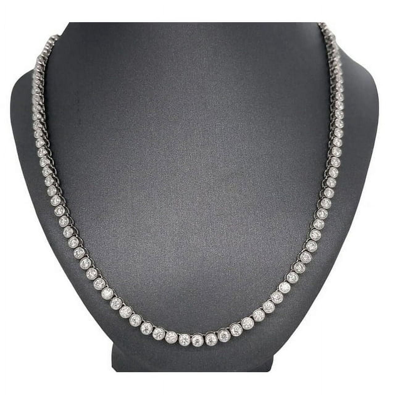 VIRAJ GEMS N JEWEL 5 ct Lab Grown Diamond 14k White Gold Plated Tennis Necklace Fine Jewelry for Unisex Gifts | Diamond Round Cut Beautiful Necklace | 14k Gold over Bezel Tennis Necklace Gifts for Unisex