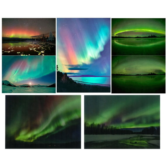 5 different AURORA BOREALIS Northern Lights - 3D Lenticular Postcard Greeting Cards