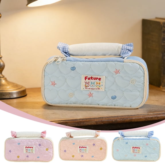 Under $5 dollars!Special Pencil Case Pouch, Polka Dots Rabbits Tote Pencil Case News Style High-value Large Capacity Compartmentalized Storage Cute Stationery Bag Uniques Designs, Pink