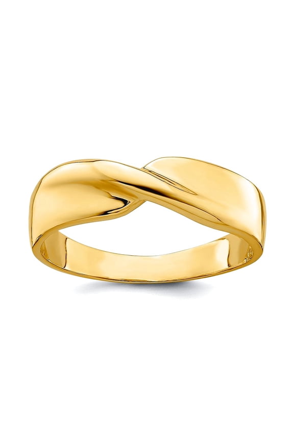 5-febmm 14k Solid Gold Polished Single Ridge Ring Size 6 Ring for Women - 2.7 Grams