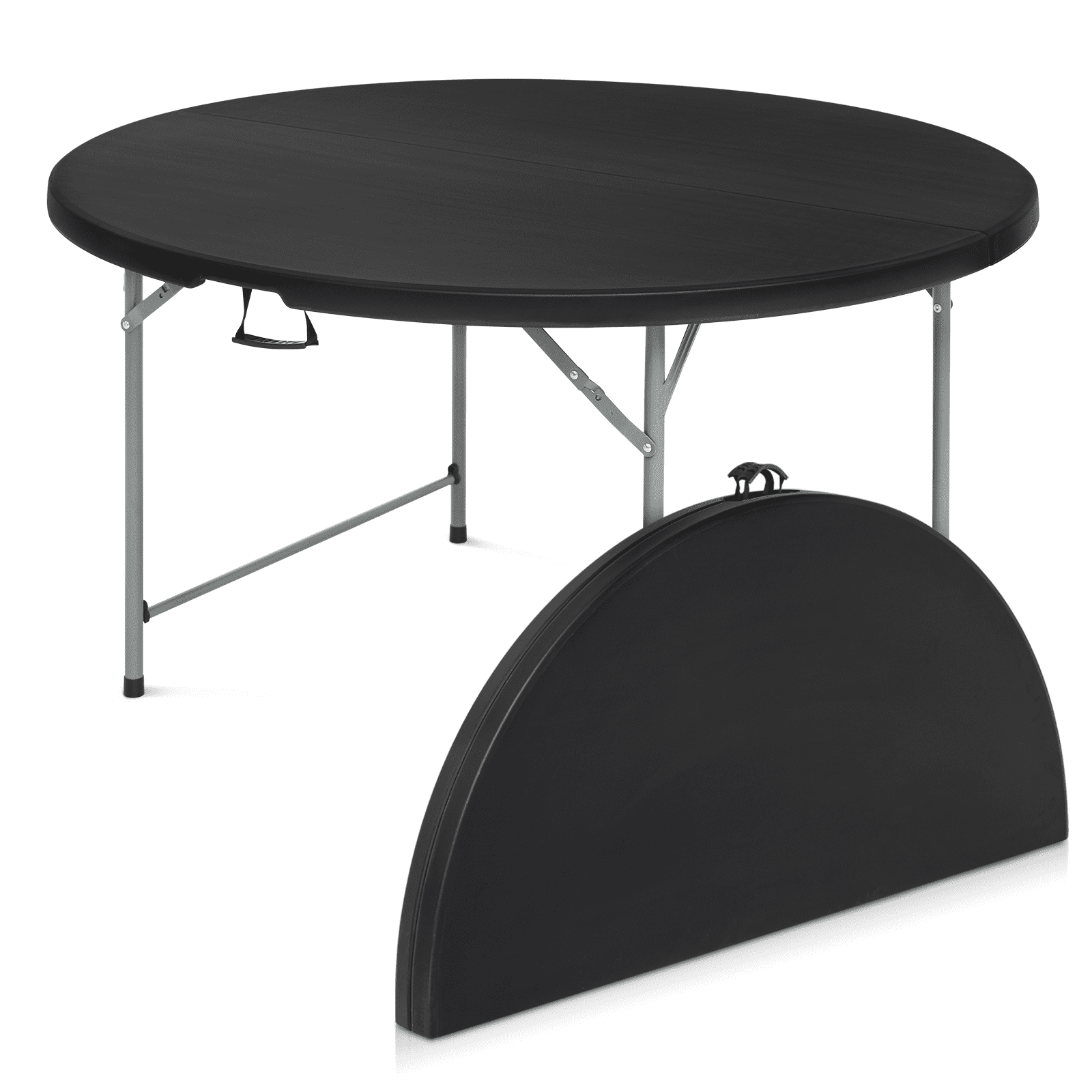 60 Inch Black Round Folding Plastic Table with Metal Frame